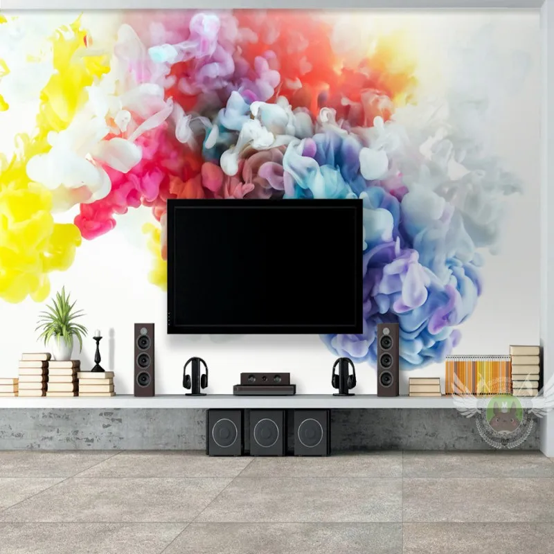 Обои 3d абстрактные Фэнтези чернила цвет дым ТВ фон украшение стены роспись