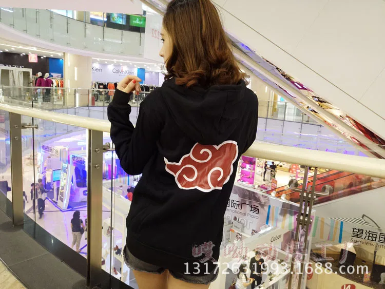 Наруто балахон 2017 Для женщин Косплэй пальто куртка на молнии красный облака