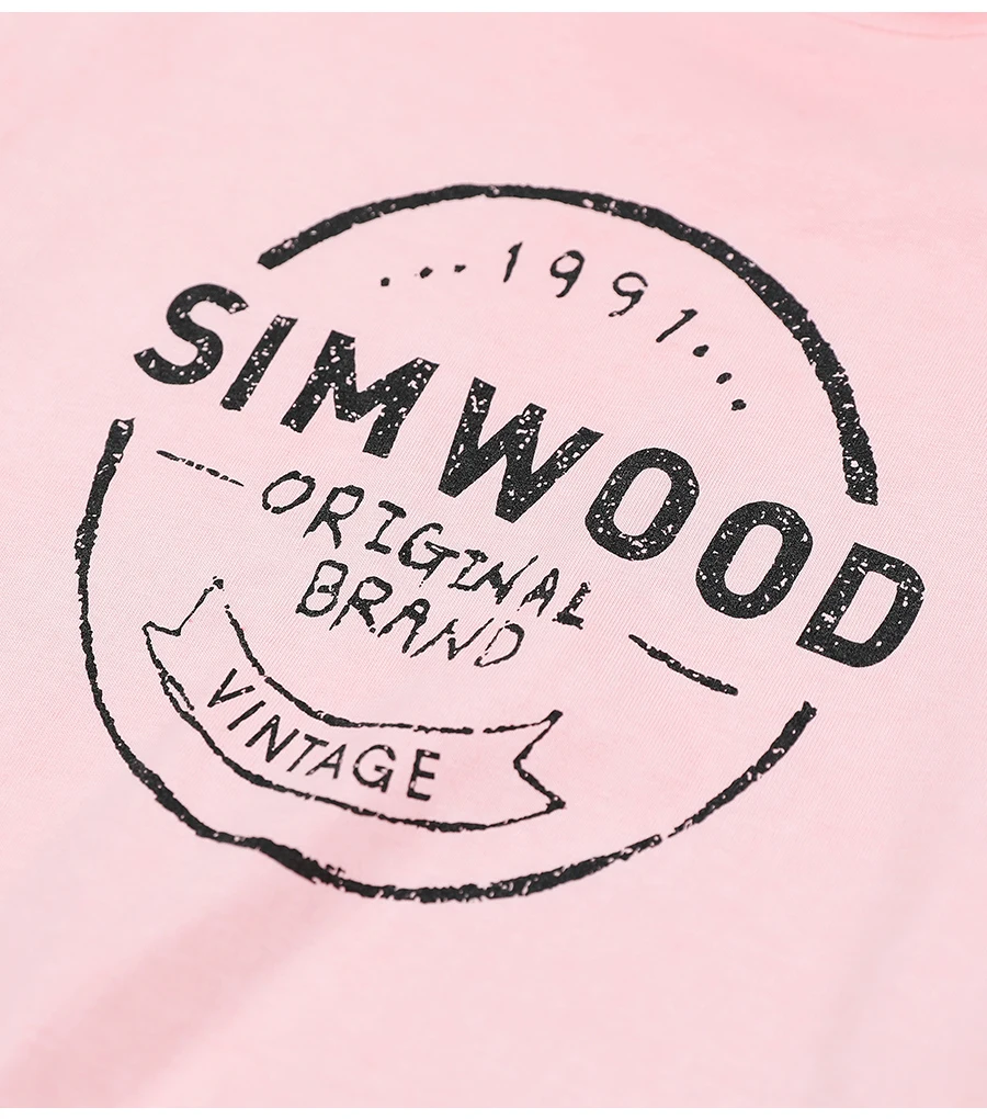 SIMWOOD летняя Новая Винтажная хлопковая футболка для мужчин размера плюс с буквенным принтом модная футболка высокого качества 190088