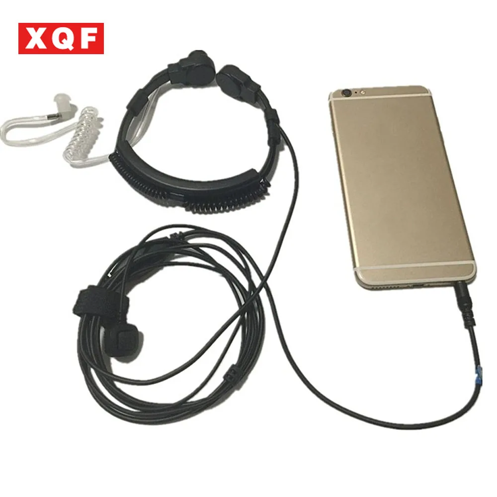 XQF Flexible Throat Mic jack 3.5mm Microphone Covert Acoustic Tube Earpiece Headset for Iphone android moblie phone | Мобильные