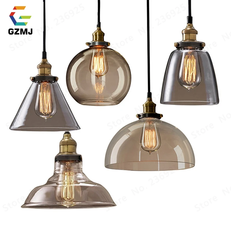 

GZMJ Vintage Retro Glass Pendant Lamps Light Nordic Hanglamp Home Decor Kitchen Pendant Led Lights Fixtures Abajur Hanging Lamps