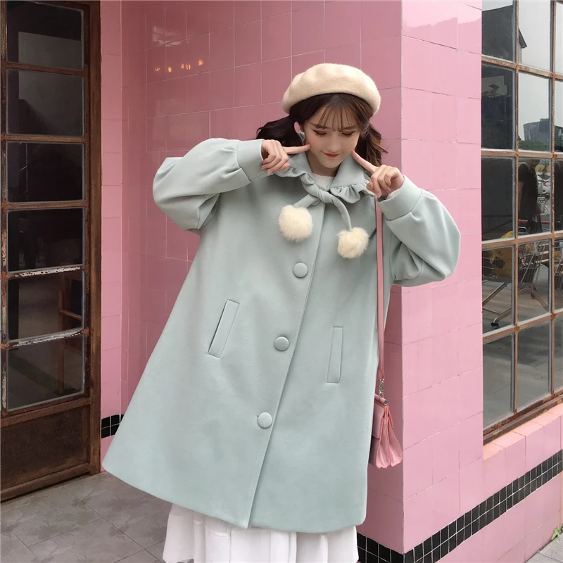 Женское шерстяное пальто милое длинное принцессы для девочек Теплая Флисовая