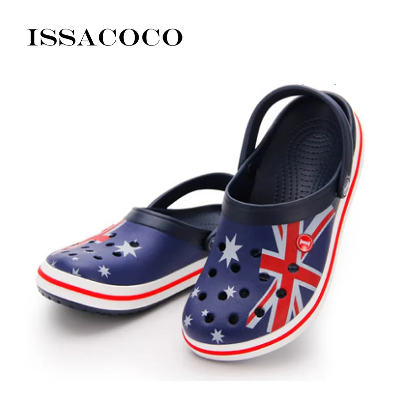 Blue ISSACOCO/Коллекция года; Мужская Летняя обувь; открытые шлепанцы; Мужские дышащие пляжные туфли суперзвезды; Pantuflas Chinelo Terlik - Цвет: Blue