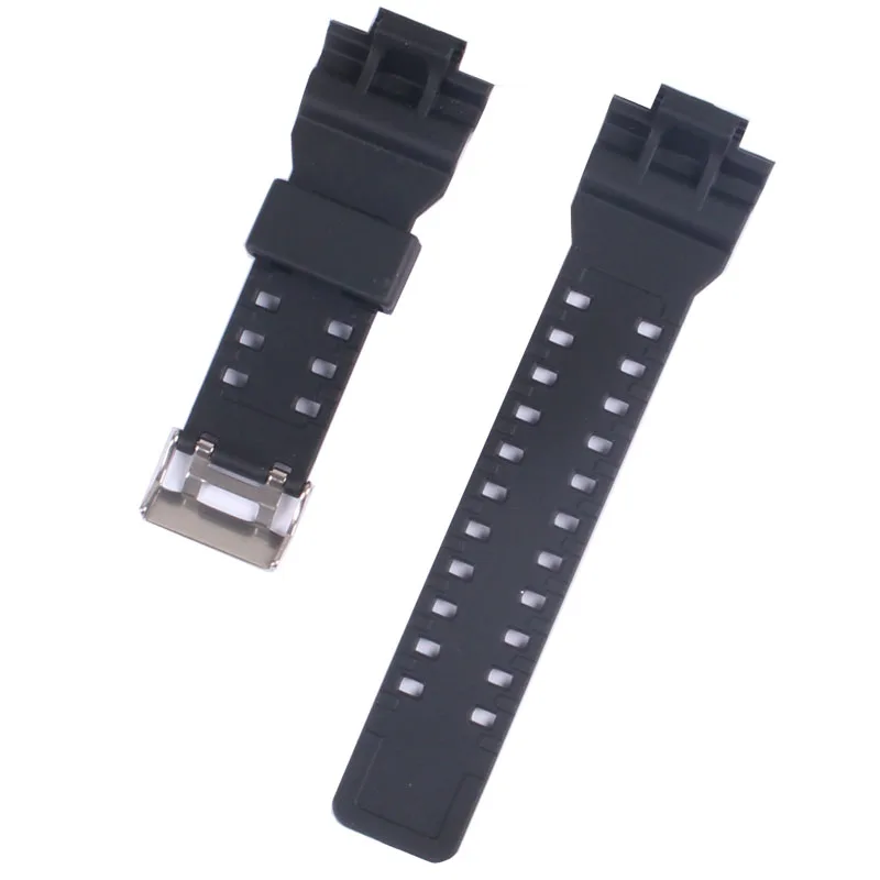 16 мм резиновые Ремешки для наручных часов мужские черные спортивные силиконовые
