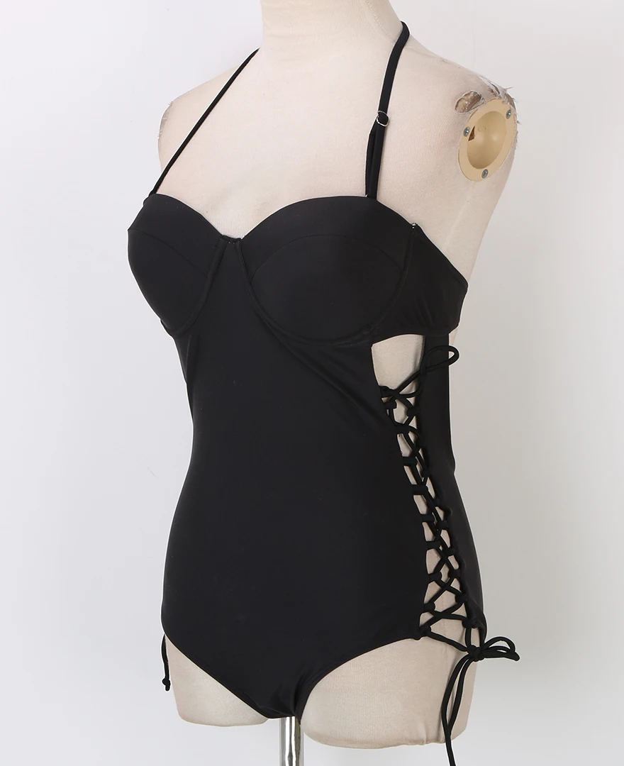 Женский однотонный монокини с эффектом пуш-ап | Спорт и развлечения