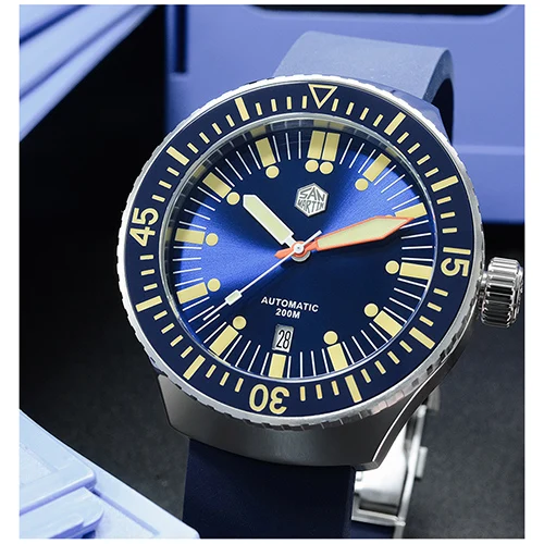 blue Новые мужские модные часы San Martin, автоматические спортивные часы для дайвинга, часы из нержавеющей стали 200 м, водостойкие керамические часы - Цвет: blue