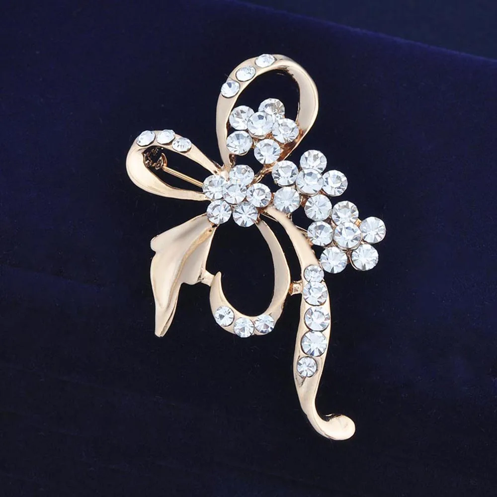 2018 г. Лидер продаж женские Роскошные Золотой цветок брошь Кристалл Шарм rhinestone