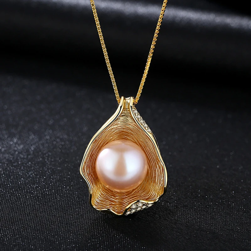 Золотое Элегантное ожерелье из стерлингового серебра S925 пробы с натуральным