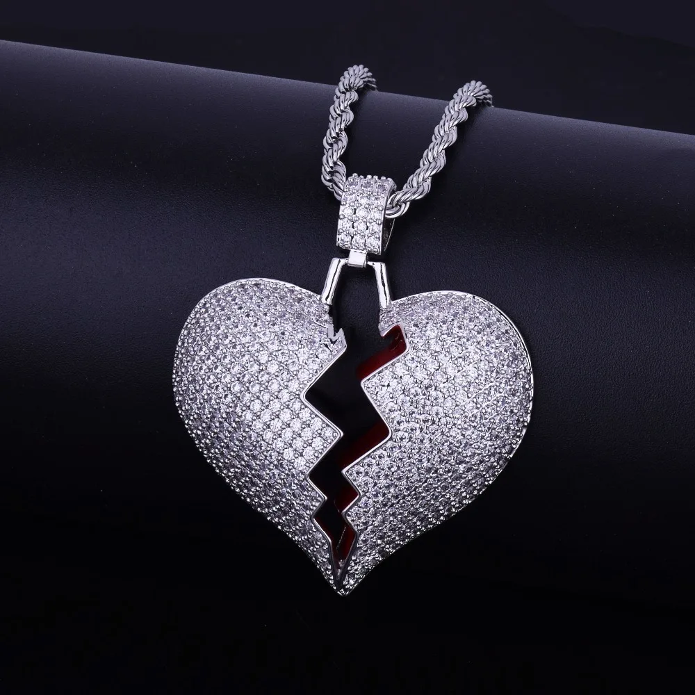 Красное масло сердце ожерелье и кулон с теннисной цепочкой золотой цвет Bling кубический циркон мужские хип хоп ювелирные изделия для подарка