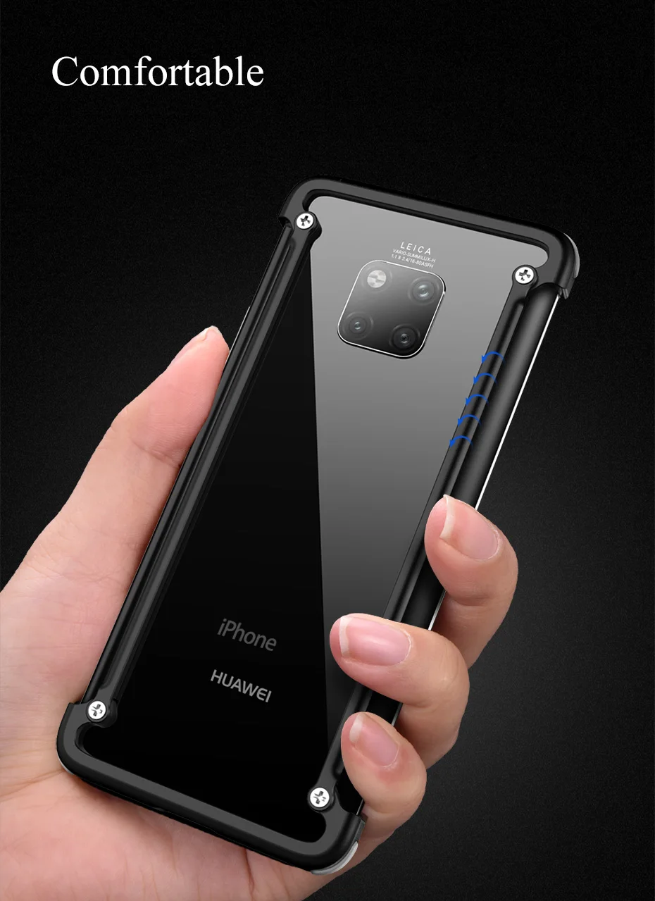 OATSBASF подушка безопасности металлический бампер чехол для huawei mate 20 pro RS чехол индивидуальный металлический чехол для huawei mate 20X360 градусов чехол