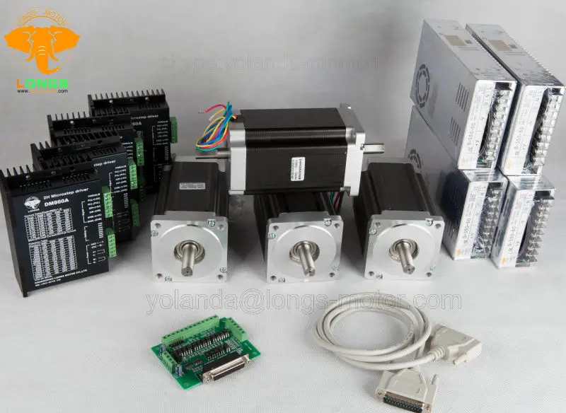 Шаговый двигатель 4 оси Nema34 1232ozin 34HS1456B двойной вал 5.6A DM860A драйвер фрезерный станок