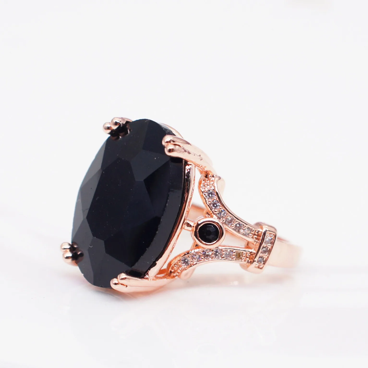 Rose Gold Black 7 Обручальные овальные кольца с кристаллами для женщин, разноцветные кольца в форме яйца, циркон, желтое розовое золото, свадебный подарок, модные ювелирные изделия KCR194 - Цвет основного камня: Rose Gold Black 7