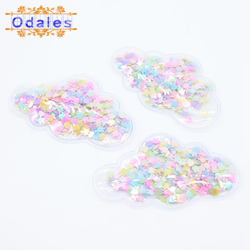 Multi-color 2 5 шт. прозрачные Блестящие Блестки внутри нашивки с облаком аппликации Детские зажимы и DIY аксессуары для волос украшения для торта - Цвет: Multi-color 2