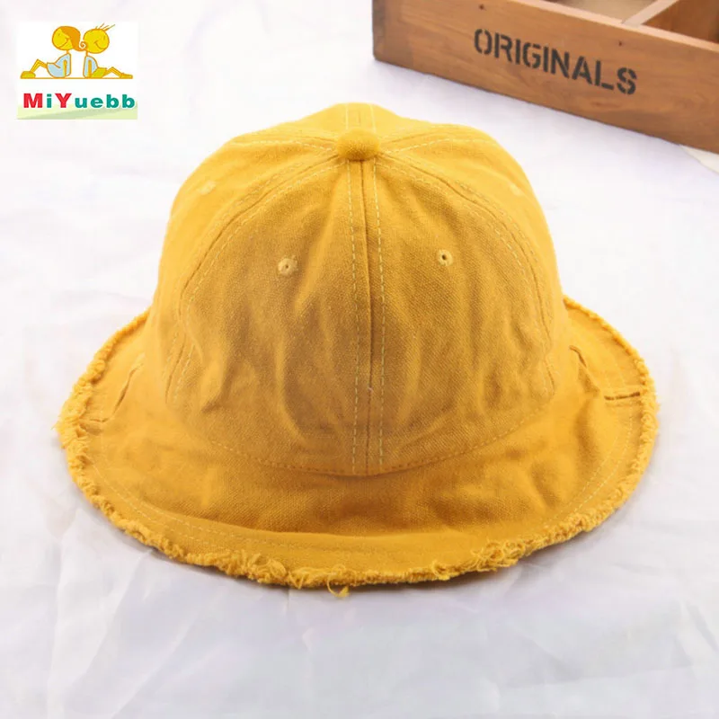 Basin cap Block sun child baby Girl summer hat Raw fabric Cotton Cloth flat roof beach solid color MZ2 | Детская одежда и обувь