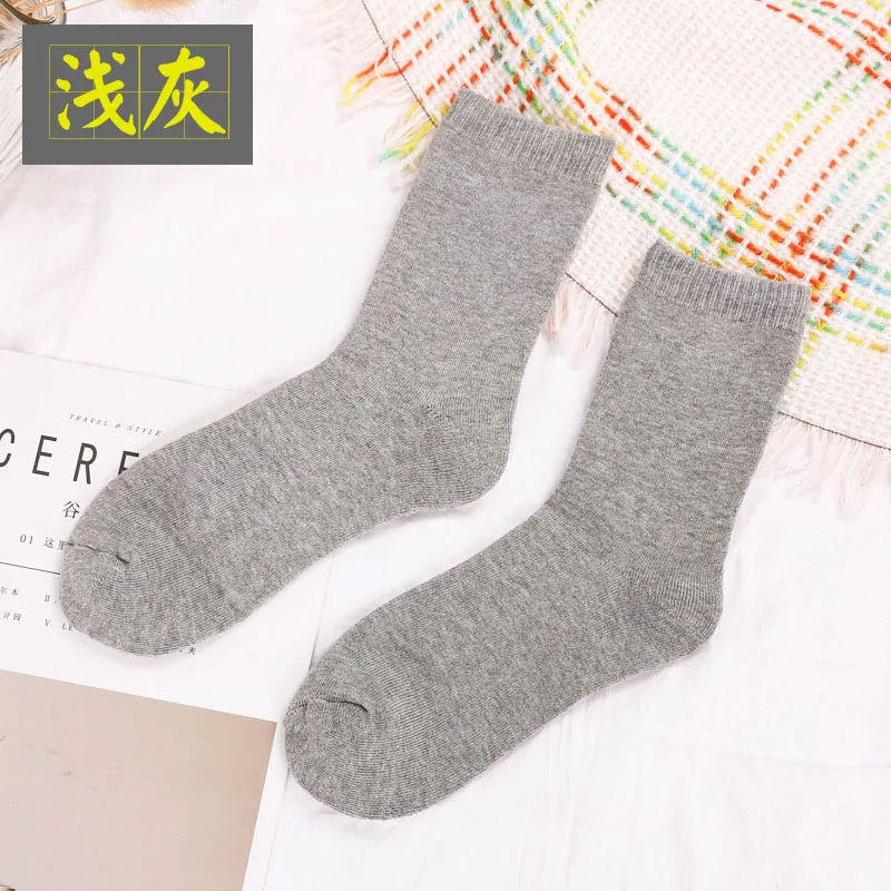 5pairs light grey 5 пара/лот, мужские хлопковые и шерстяные плотные теплые носки, Компрессионные носки, Off White, одноцветные, 10 цветов, мужские носки, calcetines hombre - Цвет: 5pairs light grey