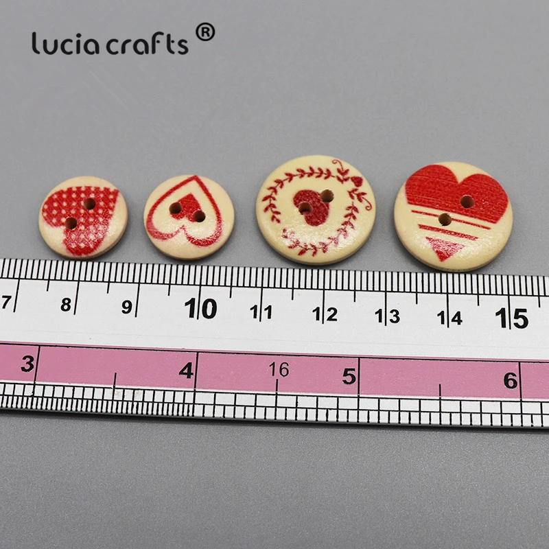 Lucia crafts 50 шт. 15 мм/20 мм деревянные пуговицы в форме сердца с разными узорами и 2