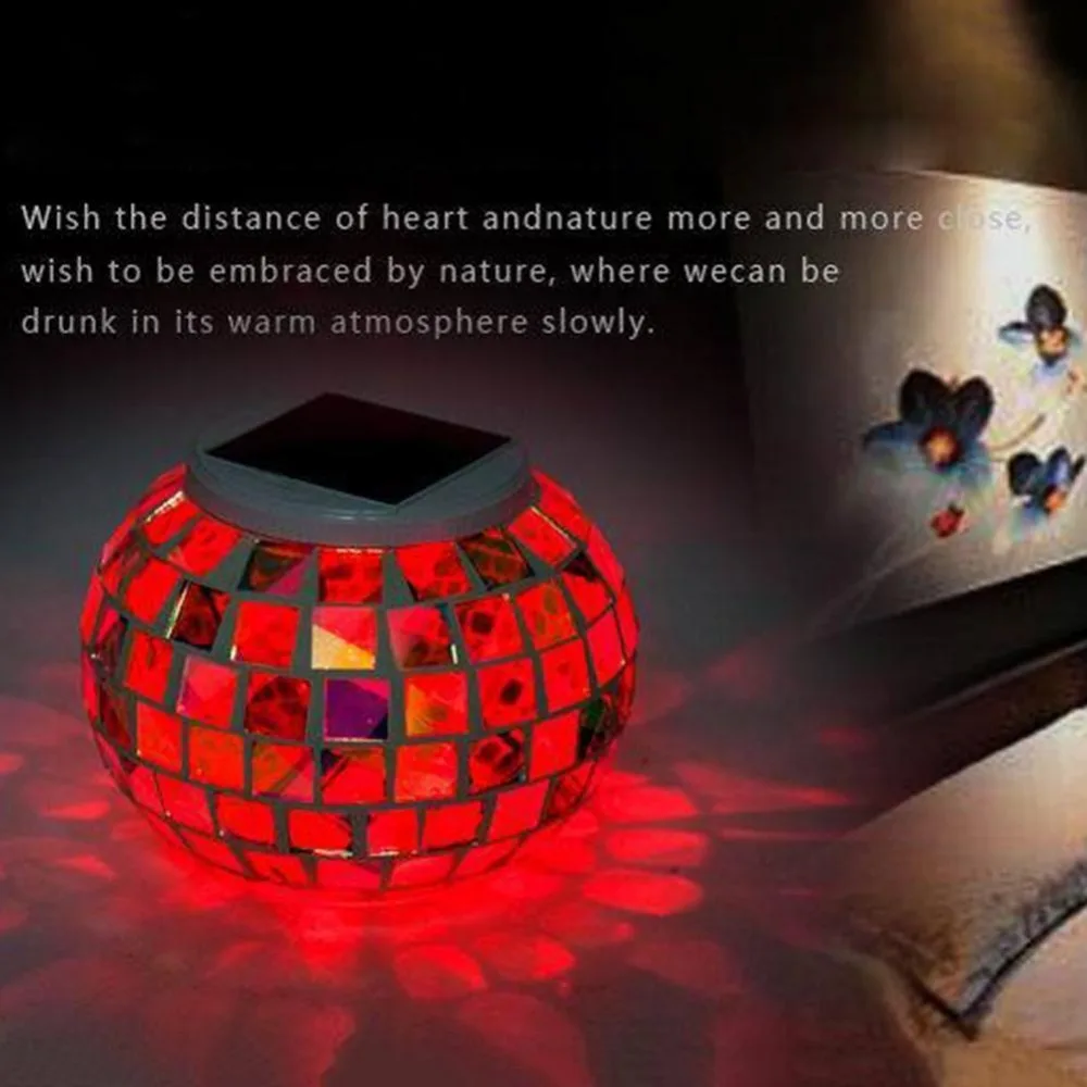 1 шт. перезаряжаемый Ночной светильник мозаичное стекло уличный шар на солнечной