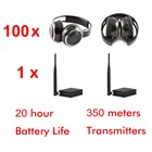 500 м 3-канальный бесшумный комплект наушников для дискотеки (100 складных радиочастотных наушников и 1 передатчик)