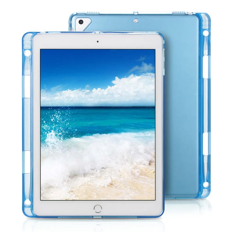 Blue Прозрачный чехол для iPad 9,7 /Pro 9,7 резиновый Прозрачный чехол для планшета Мягкий силиконовый чехол для iPad 5/6/Air 2 - Цвет: Blue