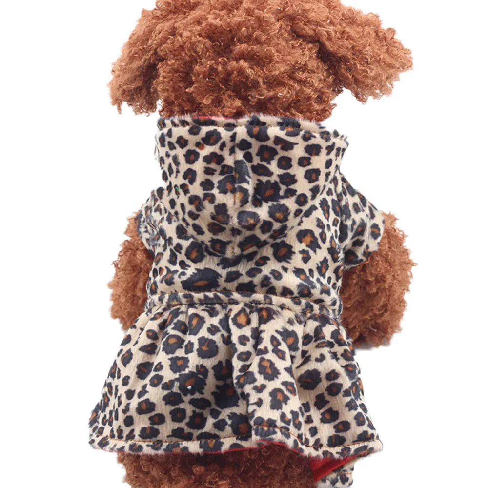 

Leopard Printed Pet Dress Autumn Winter Hoodie Clothes Puppy Dog Cat Sweatshirts Tracksuit Pets Soft Cotton Apparel Products#763