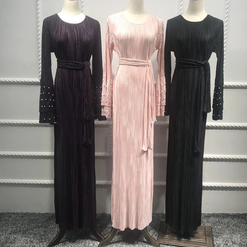 Большие размеры Vestidos кафтан абайя Дубай Бангладеш Плиссированное Макси