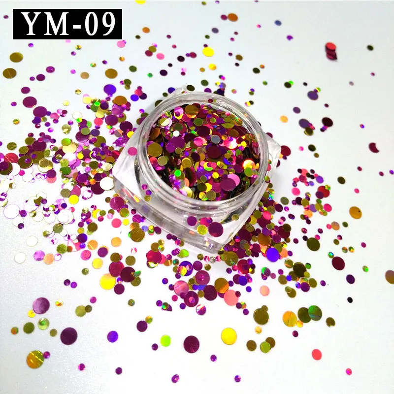 YM 09 1Box 1 мм 2 3 золотые и красные фиолетовые блестящие ногти ультра голографические