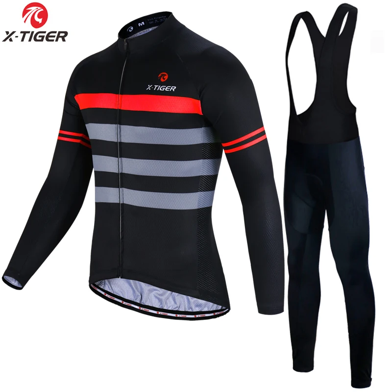 Autumn Bib Set Футболка X-Tiger Pro для велоспорта с длинным рукавом, одежда для горного велосипеда, Мужская одежда для гонок, одежда для велоспорта, Ropa Maillot Ciclismo - Цвет: Autumn Bib Set