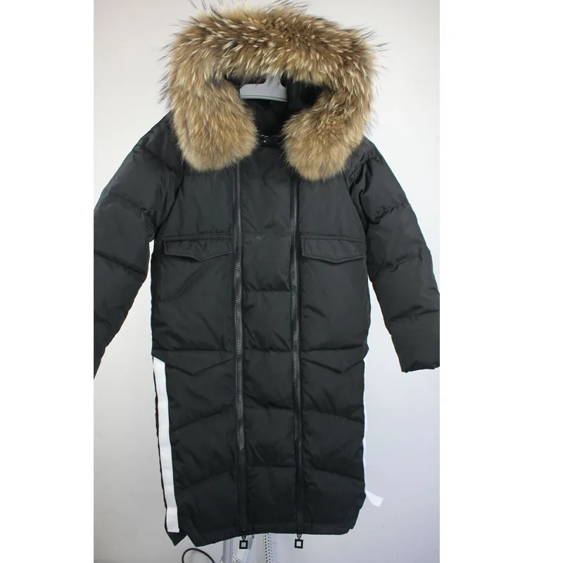 Зимняя парка 2018 женская зимняя куртка большие парки из натурального меха енота