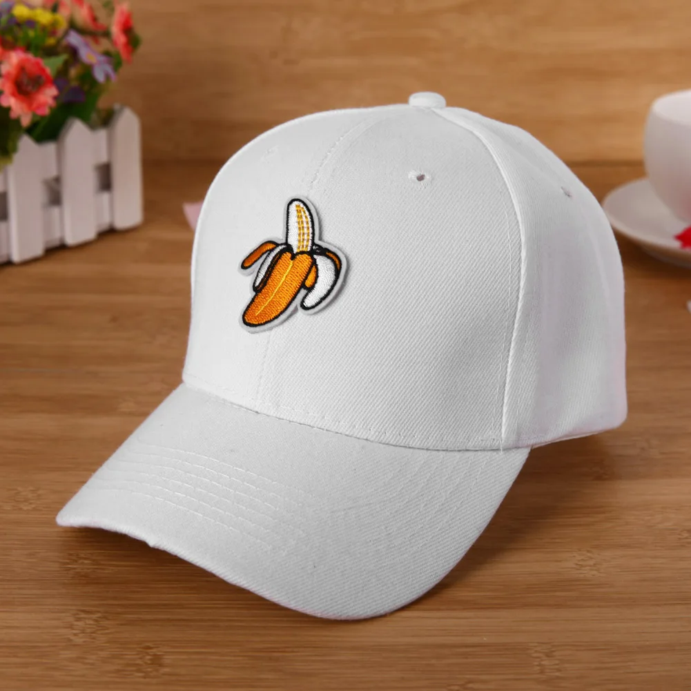 Мода банан вышивка Бейсбол Кепки Унисекс Сплошной Snapback Шапки Регулируемый Хип
