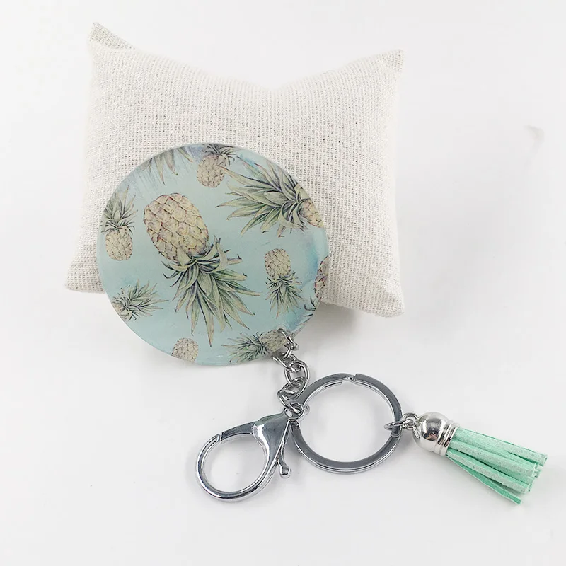 60 мм прозрачный акриловый брелок с леопардовым принтом ананас перья для ключей