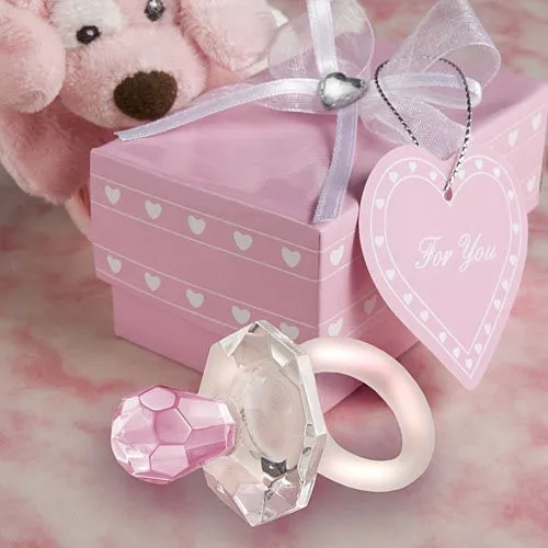 

Free shipping to Europe 100pcs/lot crystal gift of pink pacifier Baby Shower favors for baby gift