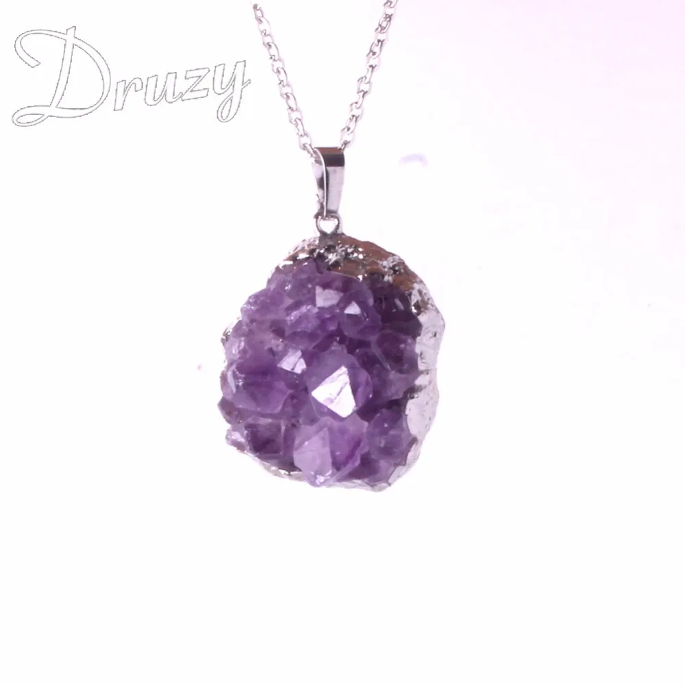 Цепочка с подвеской из натурального аметиста 1 шт.|quartz geode|stone pendantstones healing |