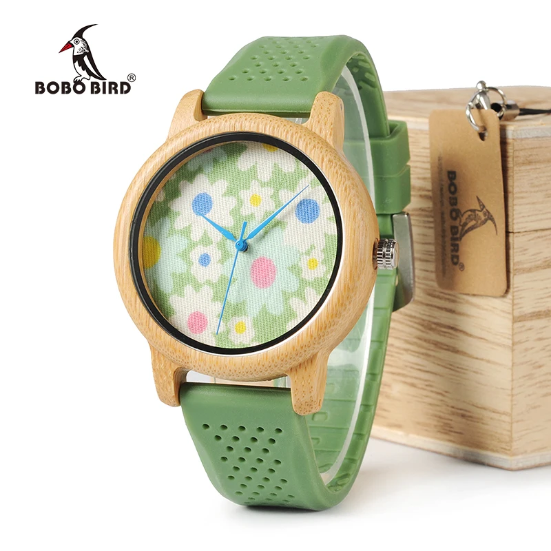 BOBO BIRD WB04 модные повседневные бамбуковые часы с тканевым циферблатом женские