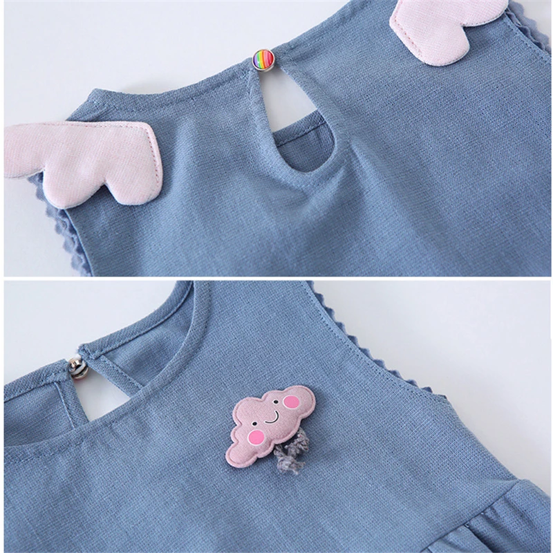 Однотонное детское летнее Новое Хлопковое платье детская одежда платье-жилет с