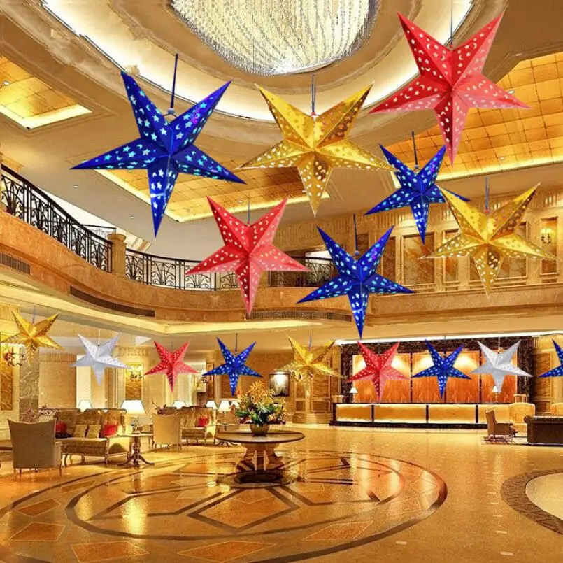 5 шт. трехмерная Лазерная пятиконечная звезда украшения абажур Mall бар звезды