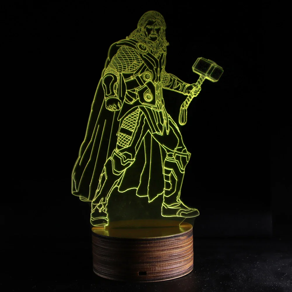 Мстители Тор 3D Визуальный ночник Lampara Luz De Светодиодная лампа дистанционное