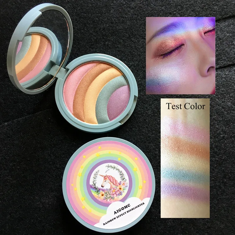 Многофункциональный мерцающий Радужный порошковый макияж для контура лица Тени