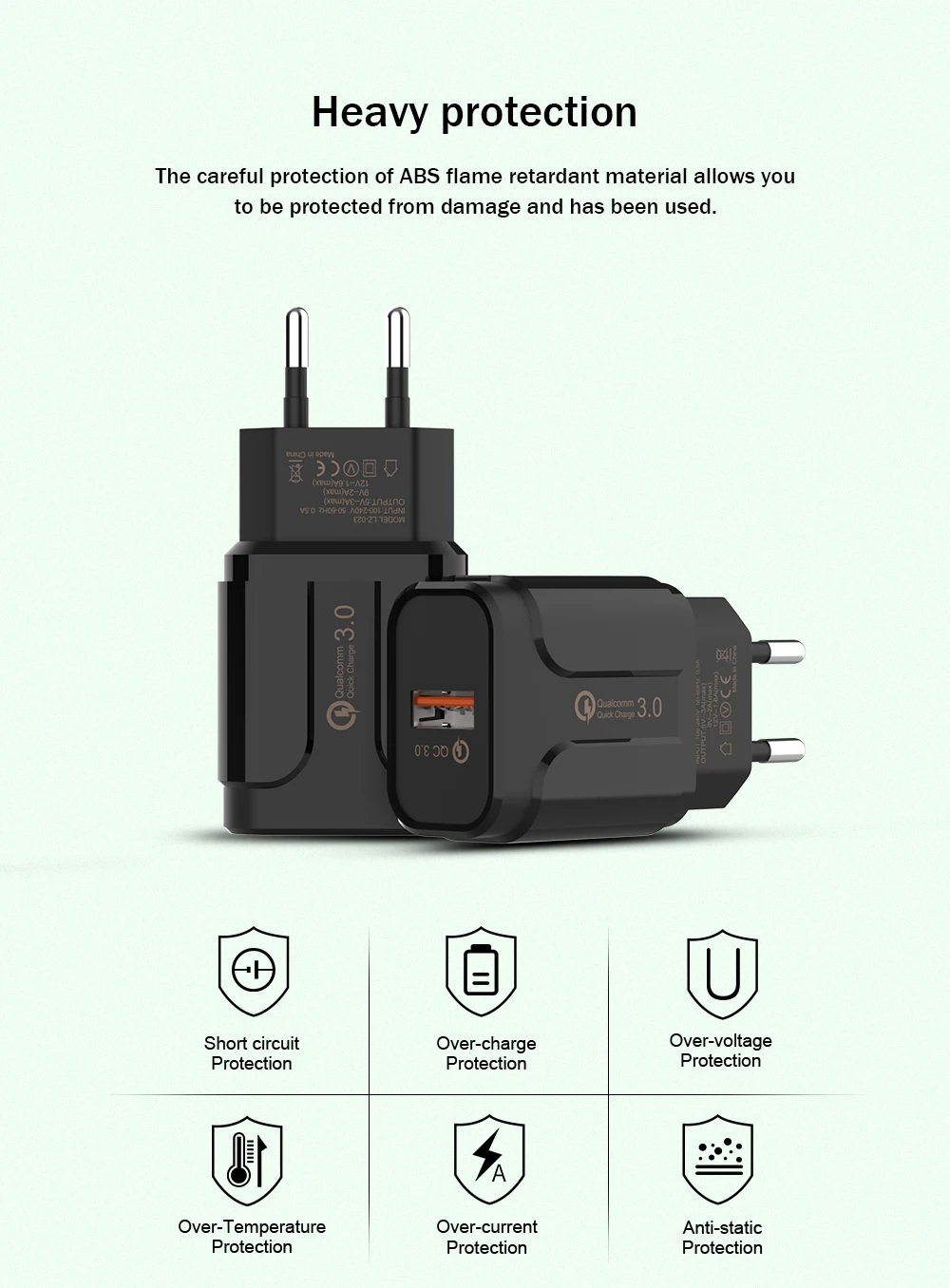 18 Вт Быстрая зарядка 3,0 быстрое зарядное устройство USB портативное зарядное устройство для мобильного телефона iPhone samsung Xiaomi QC 3,0 4,0 EU Plug