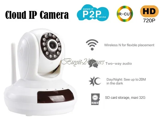 Wireless WiFi HD Cloud IP 720p Plug/ Play Pan/ Tilt Security Camera US Plug White 35|Камеры видеонаблюдения| |