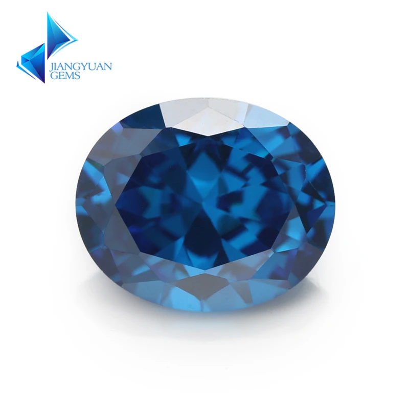 Size 2x3~13x18mm Oval Shape 5A Dark Sea Blue CZ Stone Synthetic Cubic Zirconia  Gems For Jewelry