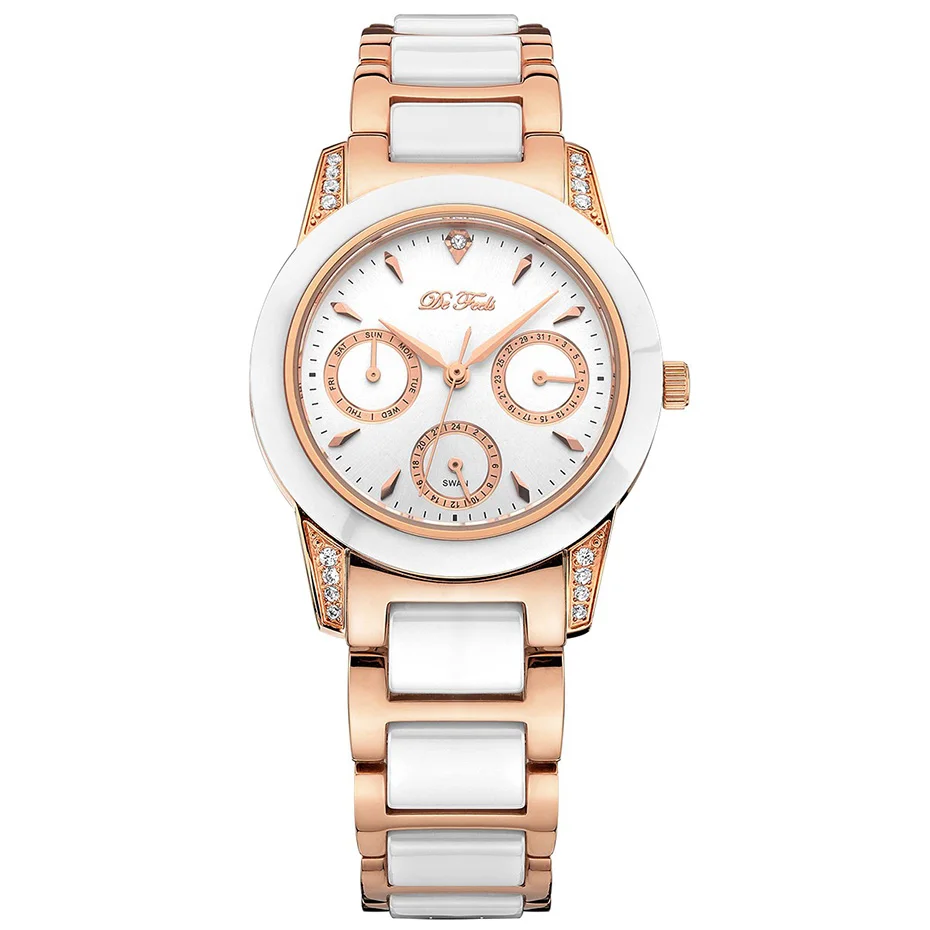 Rose gold Высокое качество часы женские роскошные розовое золото платье для женщин мода алмаз керамика Montre Femme часы женские наручные часы - Цвет: Rose gold