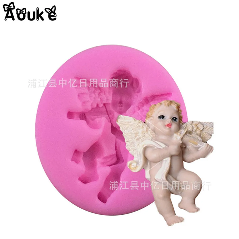 3D форма ангела для скрипки жидкое Силиконовое мыло торта шоколадная печенья