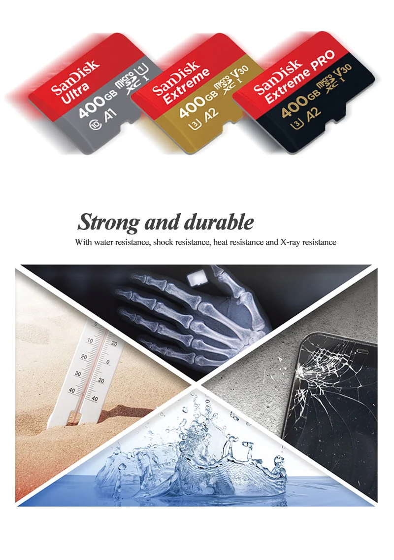 SanDis Extreme PRO Micro SD карта 400 ГБ micro SDXC карта памяти A2 A1 V30 U3 C10 до 170 МБ/с./с TF карта для мобильного телефона