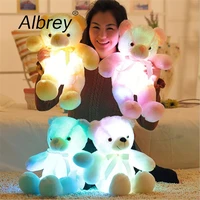drop shipping creative light up led teddy bear stuffed animals plush toy colorful glowing teddy bear christmas gift for kids