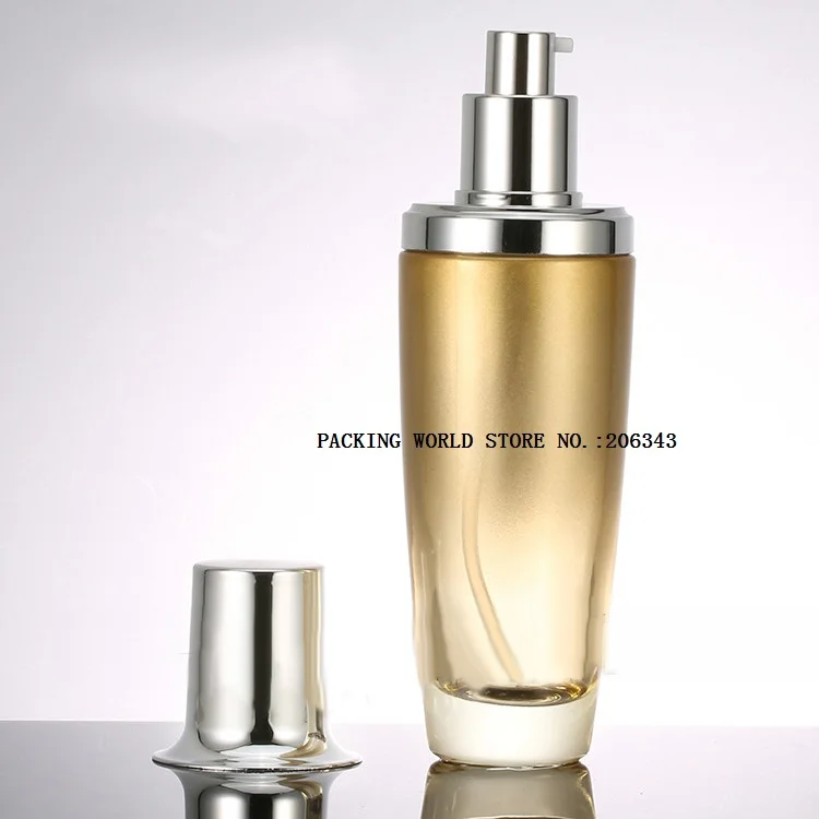 Золотой стеклянный флакон для лосьона 100 мл с насосом золота/серебра/распылитель