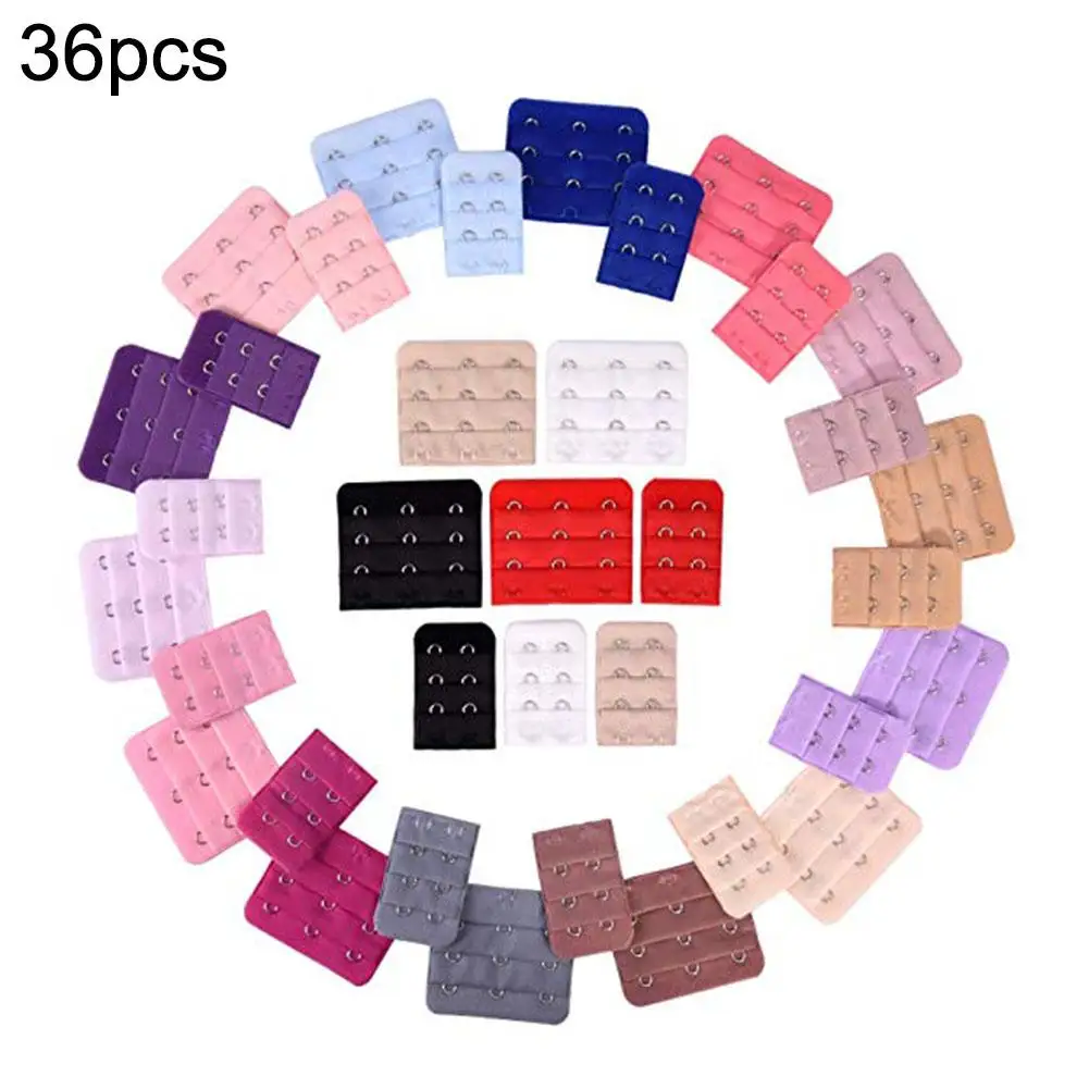 

36Pcs 2/3Rows Fashion Women Lady Adjustable Brassiere Strap Back Band Bra Extender Hook