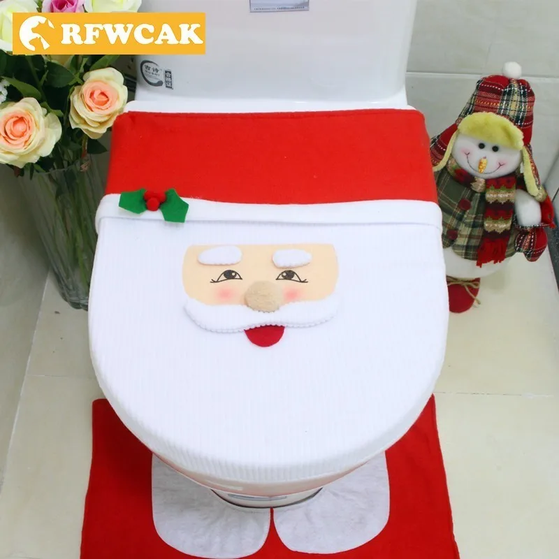 RFWCAK 2019 рождественские украшения для дома Санта Клаус WC крышка унитаза Новогодние