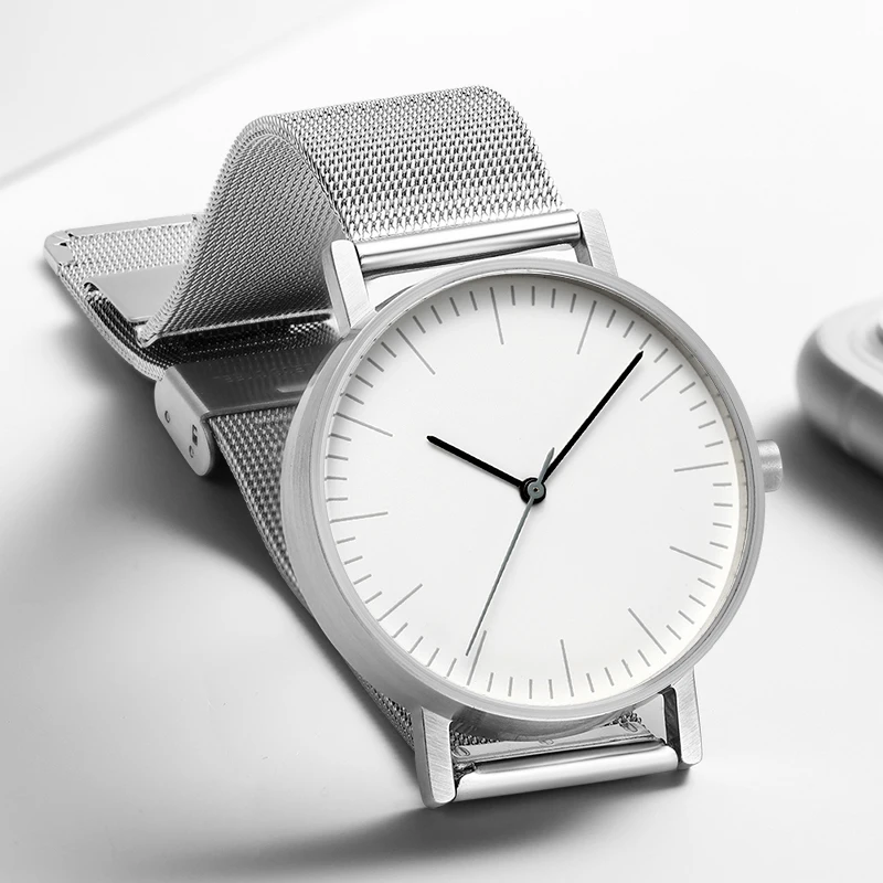 AIDIS Bauhaus минималистичный стиль кожаные часы Swiss Rhonda 763 движение Минимальный 36 мм нержавеющая сталь Meshbelt пара часов