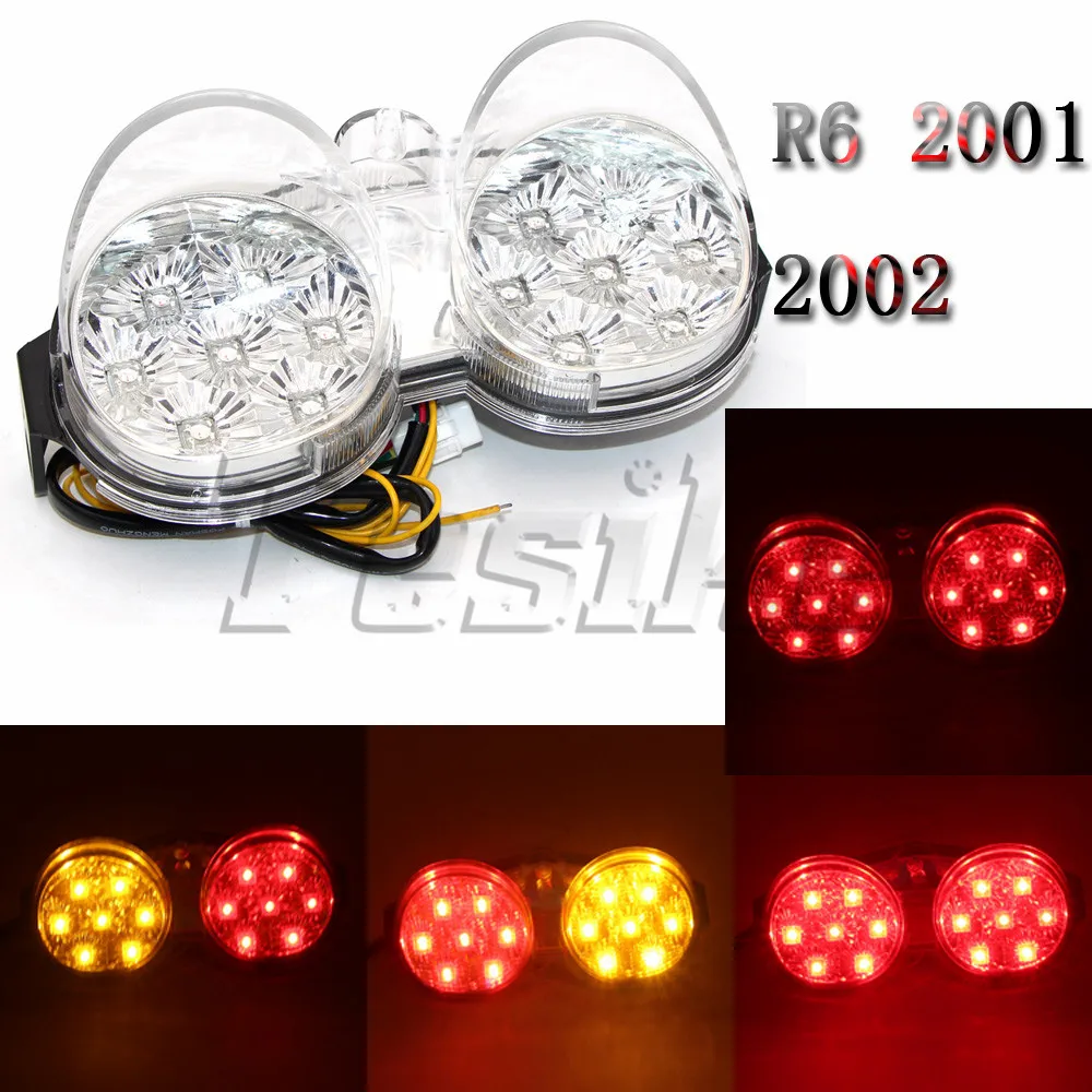 

LED motorcycle taillight For YAMAHA YZF R6 2001 2002 Diesel Chrome Brake Turn Signals Integrated