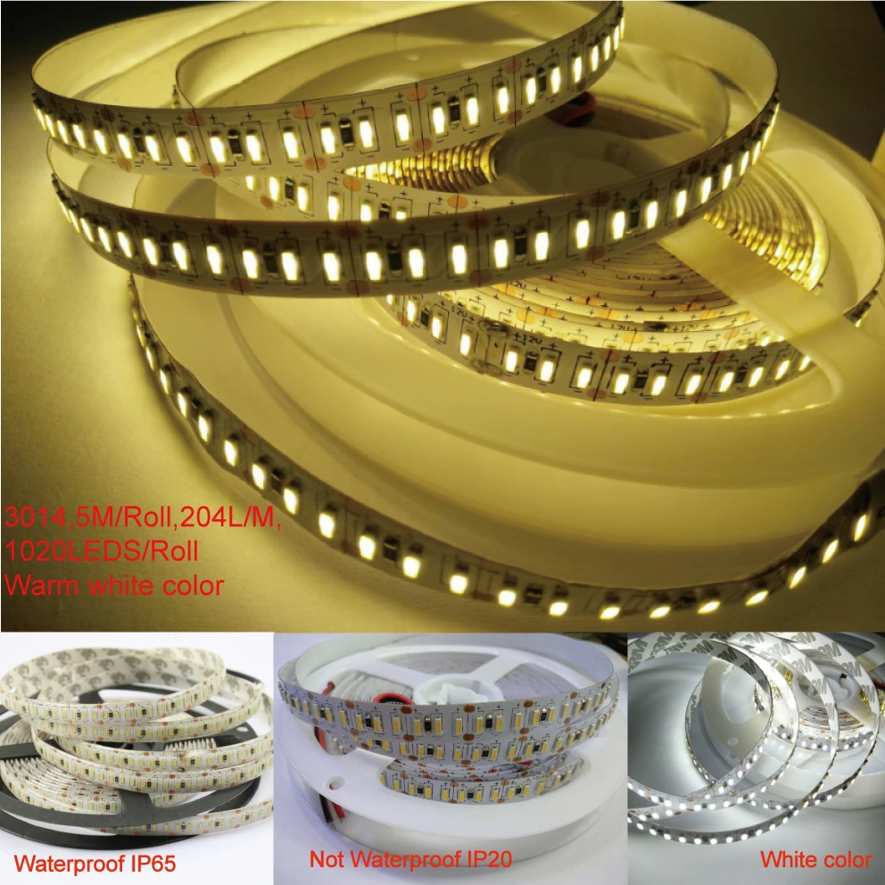 

3014 5mm width brightness 1080L LED Strip 216led/m double row White Warm-White nonwaterproof LED Tape DC12V IP20 Flexible Light